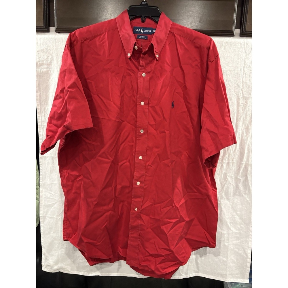 Polo Ralph Lauren Blake Shirt Men's XL Red Front Short Sleeve Cotton